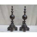Pair of Victorian ornately decorated fireside Andirons. Approx. 51cm high