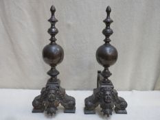 Pair of Victorian ornately decorated fireside Andirons. Approx. 51cm high