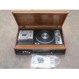 Dynatron Cavalcade SRX30D teak cased table top music centre, with speakers and microphone