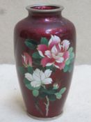 20th century Japanese cloisonne vase, with floral decoration. Approx. 16cm high