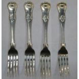 Set of Four George III hallmarked Scottish silver king/queens pattern Forks, Edinburgh assay dated
