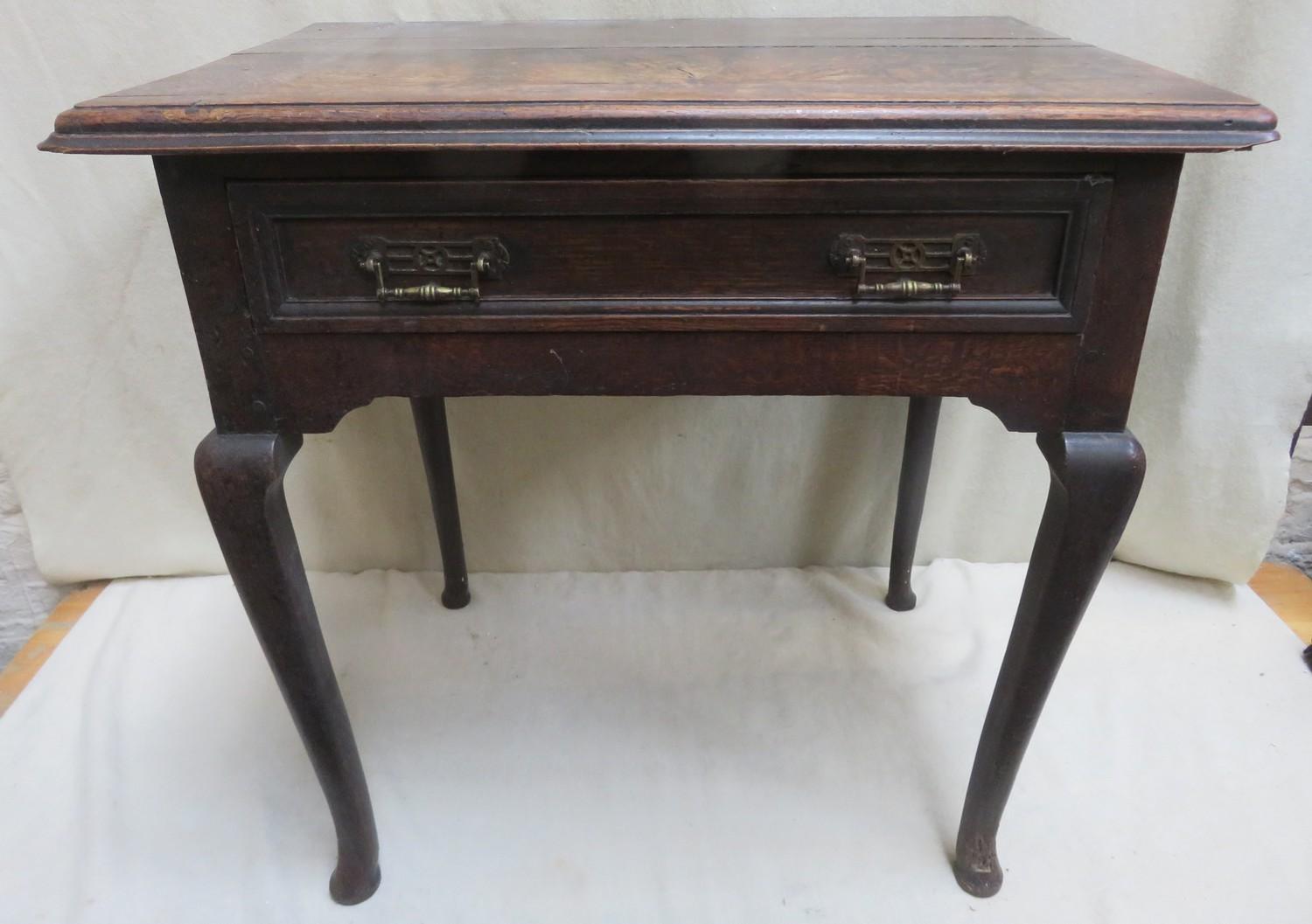 19th Century oak single drawer hall table. Approx. 76cm H x 80cm W x 56cm D