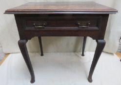 19th Century oak single drawer hall table. Approx. 76cm H x 80cm W x 56cm D