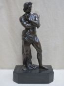 late 19th/early 20th century bronze figure depicting a Roman gladiator, numbered to back, on