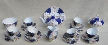 PARCEL OF VICTORIAN HANDPAINTED AND GILDED DINNERWARE, APPROXIMATELY FORTY-PLUS PIECES