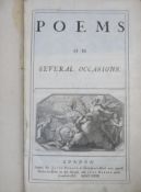 Early 18th century first edition volume - poems on several occasions, by Matthew Priors dated