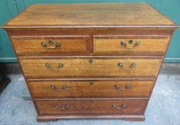 19th century oak and mahogany two over three chest of drawers, Approx. 96cm H x102cm W x 53cm D