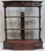 19th century mahogany wall mounting open shelves, fitted with single drawer. Approx. 81cm H x 69cm W