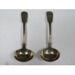 Pair of George IV hallmarked silver sauce ladles by John & Henry Lias, London assay mark, dated 1821