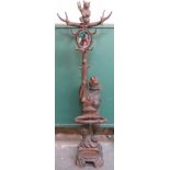 Black Forest Late 19th/Early 20th century carved lindenwood bear hall stand:, the standing figure at