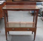 19th century inlaid mahogany two tier serving buffet, fitted with single drawer to front