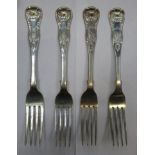 Set of Four early Victorian hallmarked Scottish silver king/queens pattern Forks, Edinburgh assay