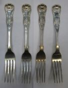 Set of Four early Victorian hallmarked Scottish silver king/queens pattern Forks, Edinburgh assay