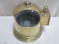 Early 20th century brass ships binnacle by Kelvin Bottomley & Baird Ltd, Glasgow, with loop