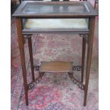 19th century mahogany glazed display case, with hinged top and pierce work decoration. Approx.