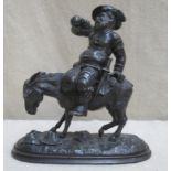 19th century spelter figure group depicting Sancho Panza mounted on Donkey. Approx 22cm high x