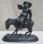 19th century spelter figure group depicting Sancho Panza mounted on Donkey. Approx 22cm high x