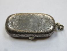 Late Victorian hallmarked silver double sovereign case, with engraved swag decoration throughout, by