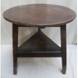 19th century oak circular topped cricket table. Approx. 72cm High x 68cm Diameter