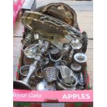 Various silver plated ware including tea set, candelabra, tray, goblet, table lighter etc