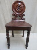 Victorian mahogany hall chair, Approx. 85cm high