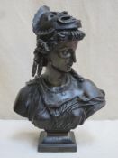 19th century bronze bust "Comoedia", in the form of a neoclassical female wearing a mask above her