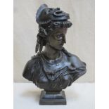 19th century bronze bust "Comoedia", in the form of a neoclassical female wearing a mask above her
