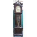 Mahogany cased longcase clock, with ornately ormolu mounted brass dial, silvered numeral chapter