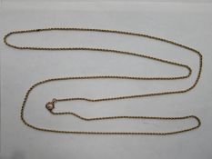 Vintage 9ct gold long rope chain, Approx. 147cms long. Approx. 18.6g