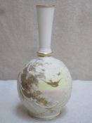 Royal China Works, Worcester, glazed ceramic vase with hand painted and gilded decoration. Approx.