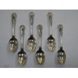 Set of six early Victorian hallmarked silver kings/queens pattern spoons, by John and Henry Lias,