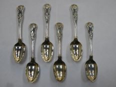 Set of six early Victorian hallmarked silver kings/queens pattern spoons, by John and Henry Lias,