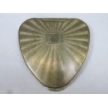 Hallmarked silver machine turned heart form Cherie powder compact, London assay dated 1957 by Kigu
