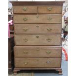 19th century mahogany chest on chest containing seven drawers. Approx. 159cm H x 110cm W x 54.5cm D
