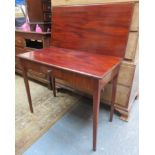 Victorian mahogany fold over tea table, with fitted drawer, Approx. 74cm H x 91cm W x 45cm D