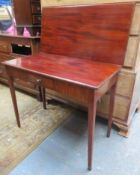 Victorian mahogany fold over tea table, with fitted drawer, Approx. 74cm H x 91cm W x 45cm D