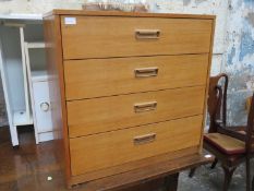 Mid 20th century teak chest of four drawers, possibly by GPlan. Approx. 74.5cm H x 75.5cm W x 40cm D