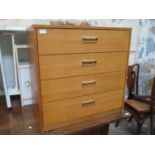 Mid 20th century teak chest of four drawers, possibly by GPlan. Approx. 74.5cm H x 75.5cm W x 40cm D