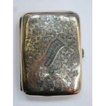 Hallmarked silver cigarette case, with engraved foliate decoration throughout, by Walker and Hall,