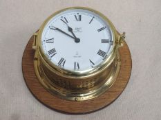 Schatz Ocean-Quartz 20th century wall mounting 'Ship's Bell' clock, Approx. 18cms diameter