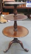 19th century mahogany three tier buffet on tripod supports. Approx. 106cm high