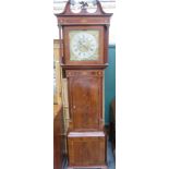 19th century mahogany cased longcase clock, with inlaid decoration, omolu mounted brass dial and