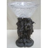 Impressive 19th century Three Figure form table centre piece with glass bowl to top. Approx. 49.