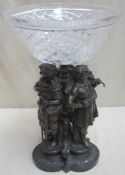 Impressive 19th century Three Figure form table centre piece with glass bowl to top. Approx. 49.