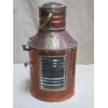 Early 20th century copper and brass ship's lamp, with plaque inscribed 'Seahorse GB Trademark