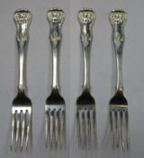 Set of Four William IV hallmarked Scottish silver king/queens pattern Forks, Edinburgh assay dated