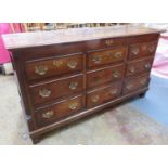 19th century oak coffer, fitted with three drawers, six false drawers and lift up top. Approx.