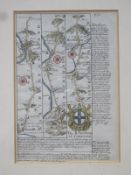 SMALL FRAMED MAP DEPICTING ROMAN LANDMARKS IN NORTHERN ENGLAND