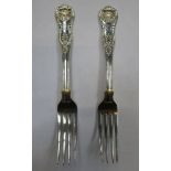 Pair of William IV hallmarked silver King/Queens pattern Forks, London assay by Lewis Samuel dated