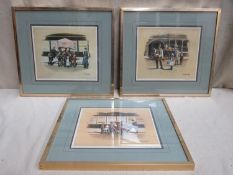 John Seerey - Lester - set of three pencil signed framed polychrome prints, with blind stamps,